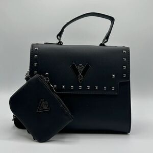 New Valentino Orlandi Black Studded Satchelbag with Pouch